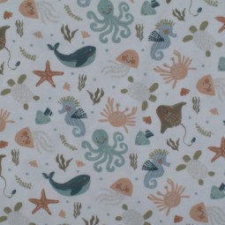 Tissu jersey coton - Ocean animal sable