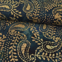 Tissu - Batik paisley marine