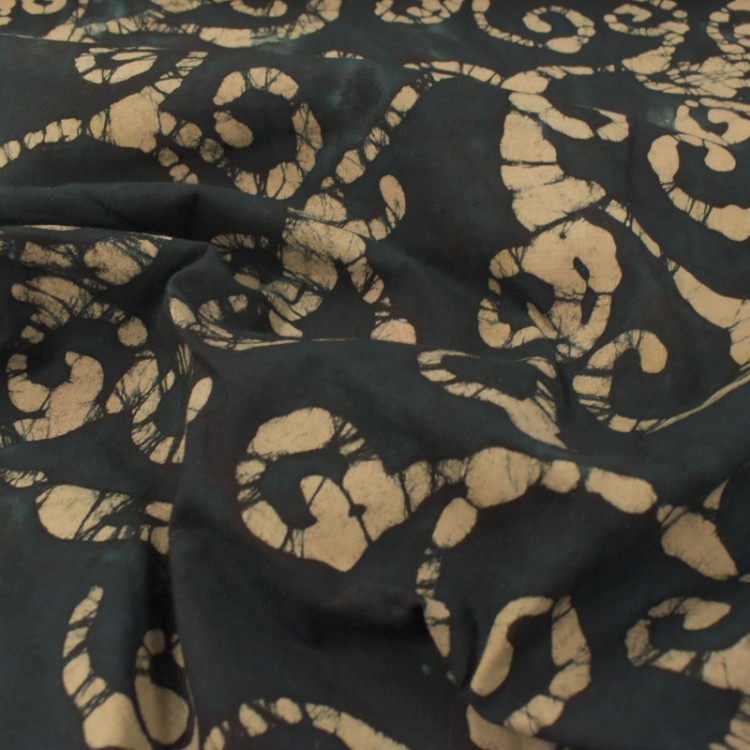 Tissu - Batik spiral beige