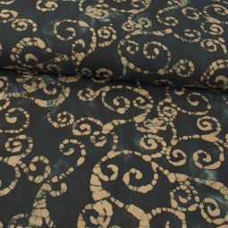 Tissu - Batik spiral beige