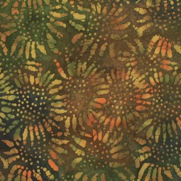 Tissu - Batik tournesol vert