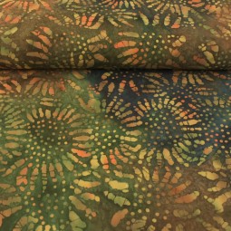 Tissu - Batik tournesol vert