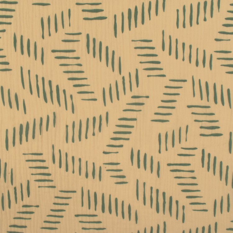 Tissu double gaze - Abstract sable vert tilleul