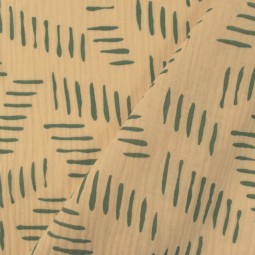 Tissu double gaze - Abstract sable vert tilleul