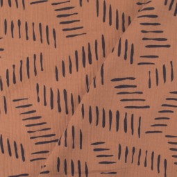 Tissu double gaze - Abstract vieux rose marine