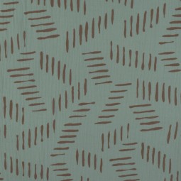 Tissu double gaze - Abstract bleu brun