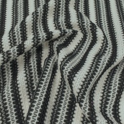 Tissu maille ajourée - Rayure noir et blanc