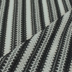 Tissu maille ajourée - Rayure noir et blanc