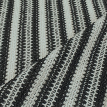 Tissu maille ajourée - Rayure noir et blanc