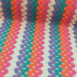 Tissu maille ajourée - Esprit crochet multicolore