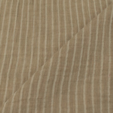 Tissu double gaze - Rayures fines écru beige