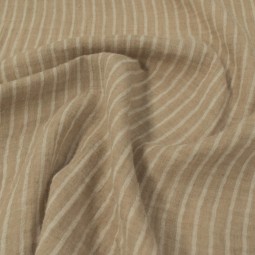 Tissu double gaze - Rayures fines écru beige