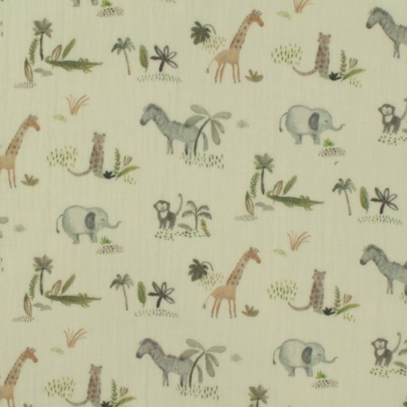 Tissu double gaze - Safari animals