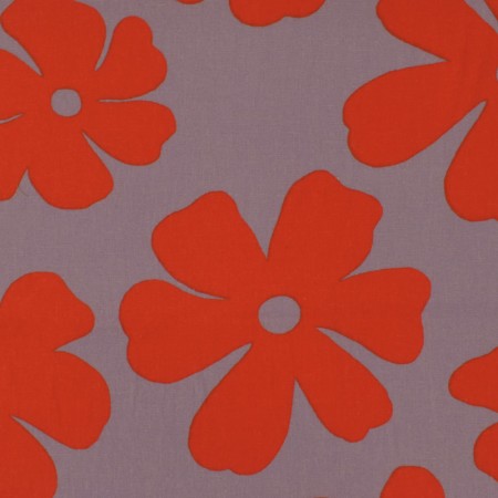 Tissu viscose lin - Fleurs rouges