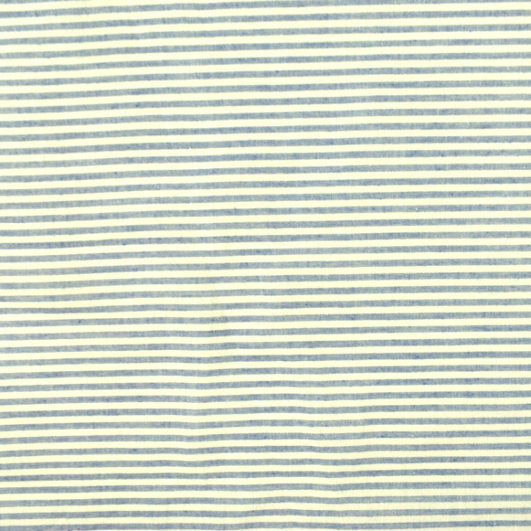 Tissu chambray - Rayure bleu avec dentelle