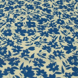 Tissu Broderie Anglaise - Fleurs bleues