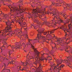 Tissu viscose - Fanja rose et rouge