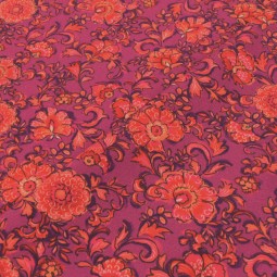 Tissu viscose - Fanja rose et rouge