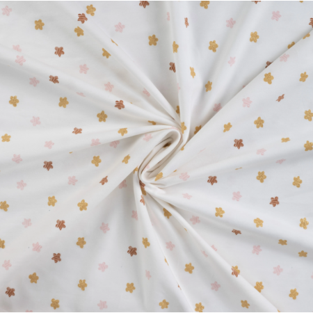 Tissu jersey coton - Glitter flowers off white