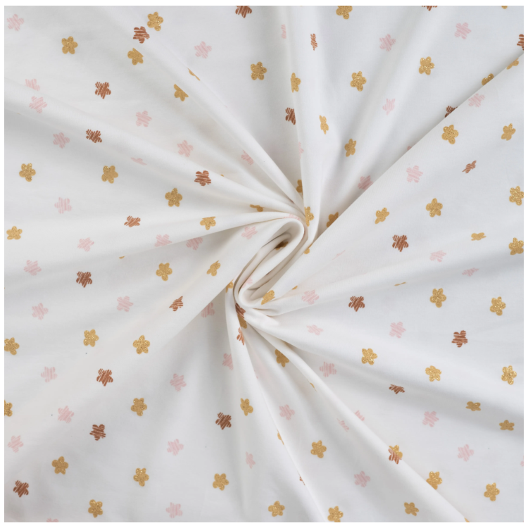 Tissu jersey coton - Glitter flowers off white