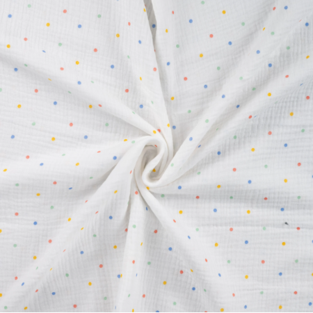 Tissu double gaze coton - Dots multicolor