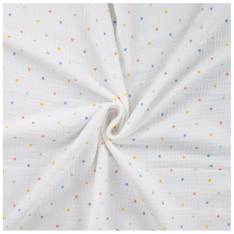 Tissu double gaze coton - Dots multicolor