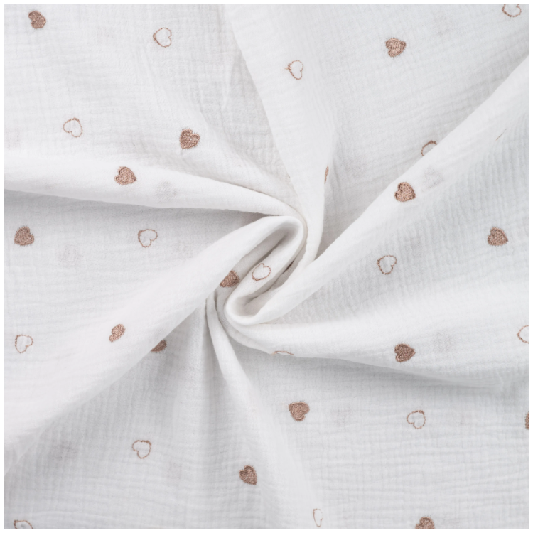 Tissu double gaze coton - Bronze hearts