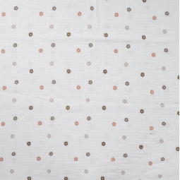 Tissu double gaze coton - Small flowers off white