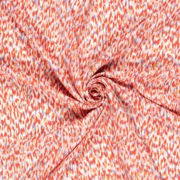 Tissu viscose - Popeline abstrait lila orange