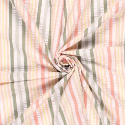 Tissu seersucker - Rayures multicolores