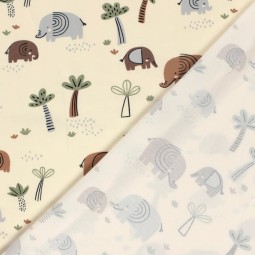 Tissu jersey coton - Elephants