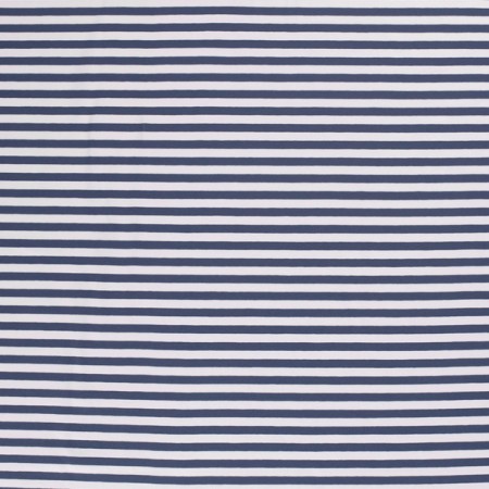 Tissu jersey coton - Rayure indigo