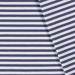 Tissu jersey coton - Rayure indigo