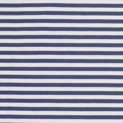 Tissu jersey coton - Rayure indigo