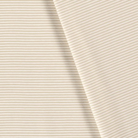 Tissu jersey coton - Rayures beige