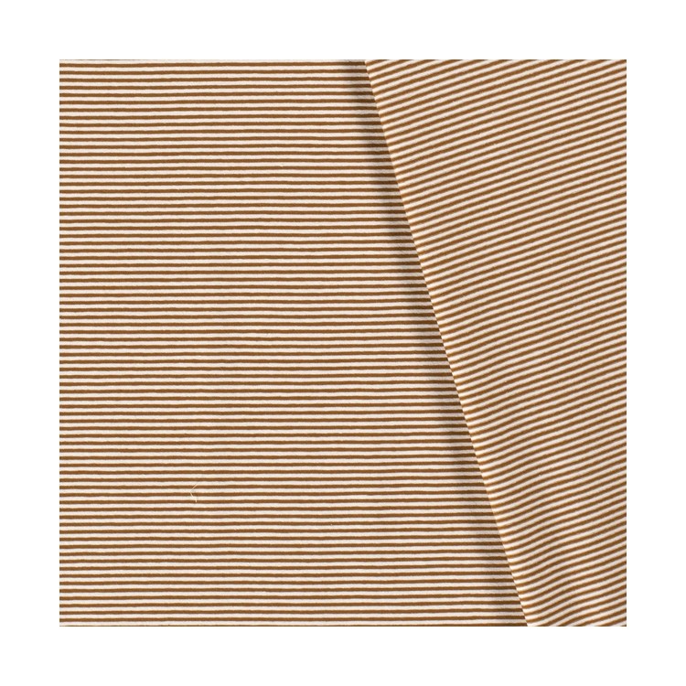 Tissu jersey coton - Rayures caramel