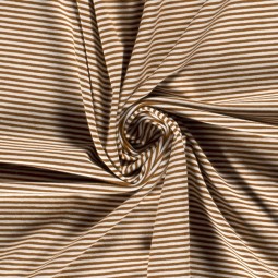 Tissu jersey coton - Rayures caramel