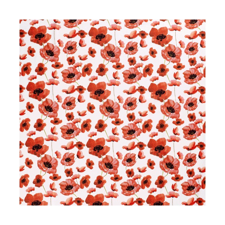 Tissu coton - Coquelicots blanc optique