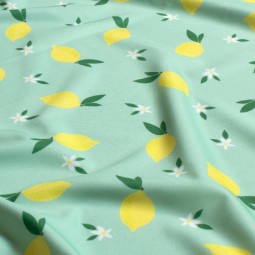 Tissu jersey maillot de bain - Citron menthe