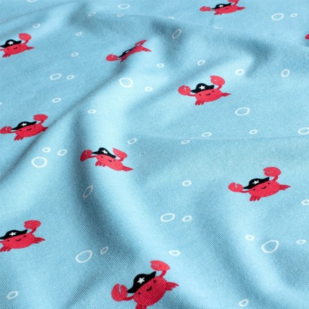 Tissu jersey coton - Crabe pirate