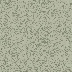 Tissu coton - feuillage vert olive