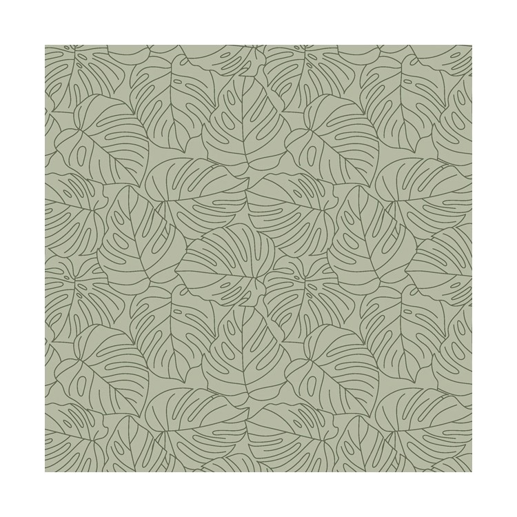 Tissu coton - feuillage vert olive