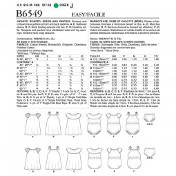 Patron Butterick 6549 - barboteuse pour bébé