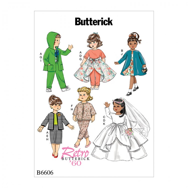 Patron Butterick 6606 - Vêtements de poupée