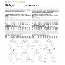 Patron Butterick 6632 - haut ample