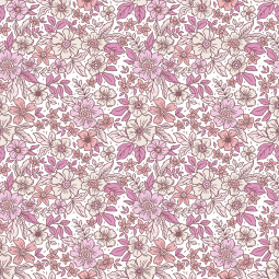 Tissu coton - Fleurs rose