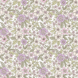 Tissu coton - Fleurs lilas