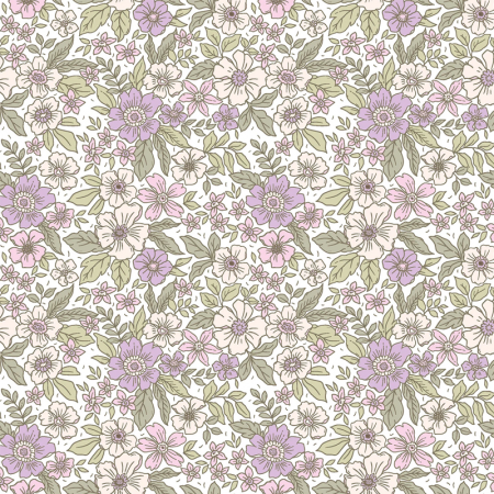 Tissu coton - Fleurs lilas