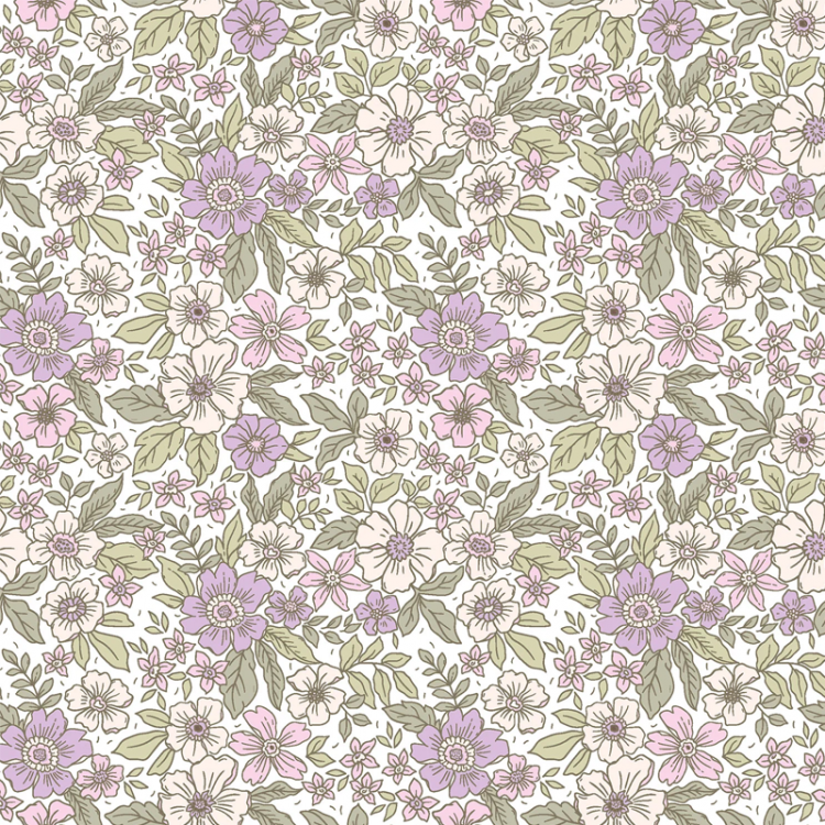 Tissu coton - Fleurs lilas