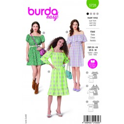 Patron Burda 5728 - Robe folk à volant